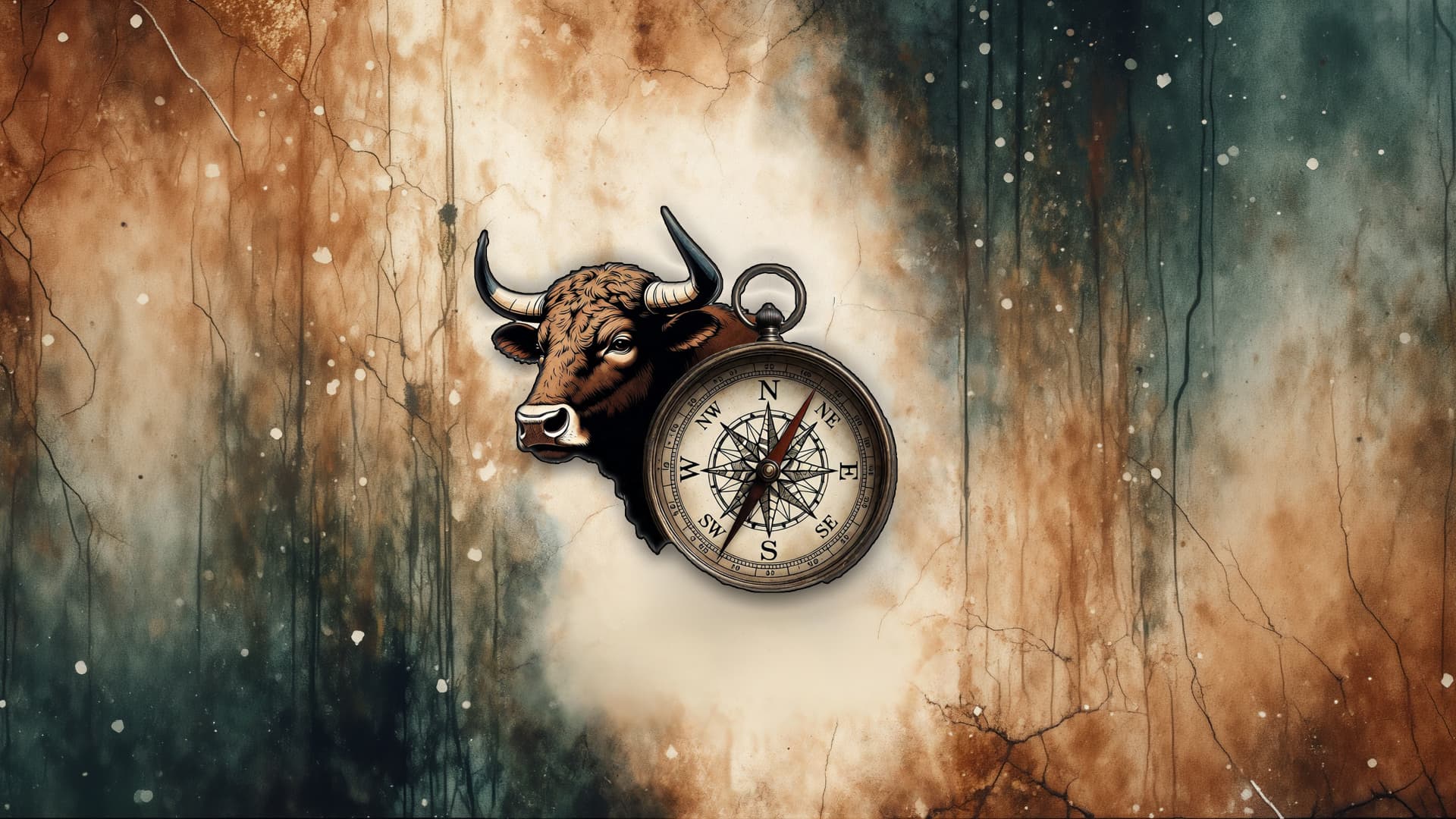 Prophecy Social House emblem: a bull's head beside an antique brass compass